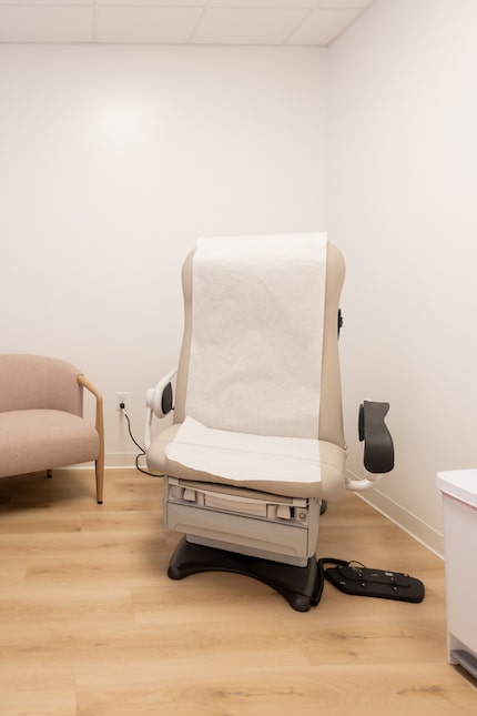 Exam rooms at a popular new clinic in Plano, Texas, are equipped to treat patients...